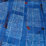 Blue Modal Ajrak Geometric Katha Work