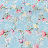 Light Blue Floral Pure Gauge Linen Print