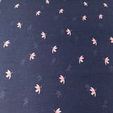 Blackish Blue Lotus Motifs Pure Gauge Linen Print