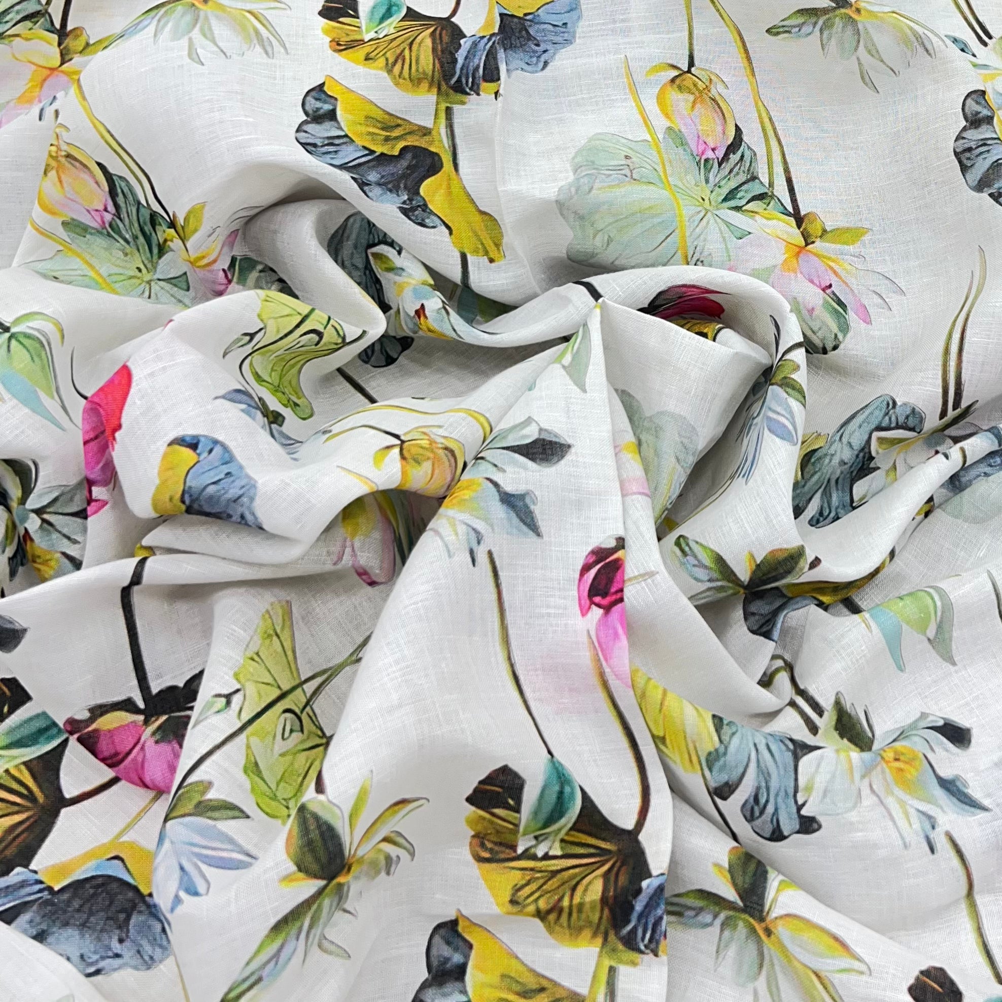White Lotus Pure Gauge Linen Print