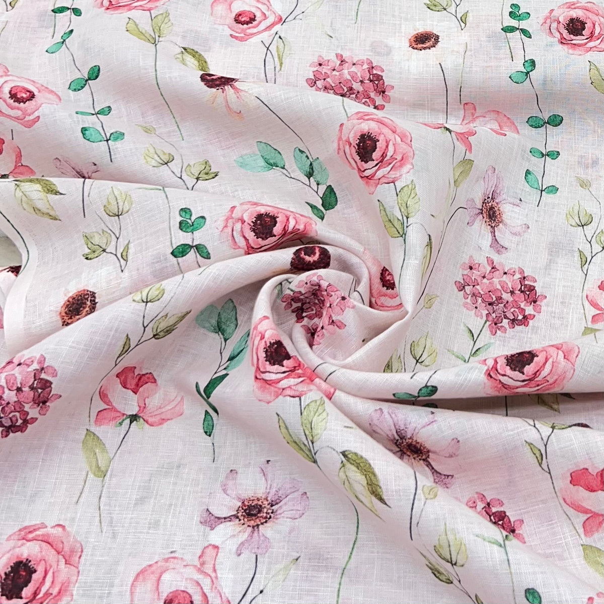 Light Pink Floral Rose Pure Gauge Linen Print