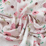 Light Pink Floral Rose Pure Gauge Linen Print