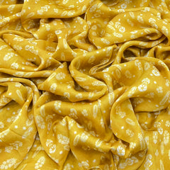 Yellow Floral Motifs Modal Satin Print