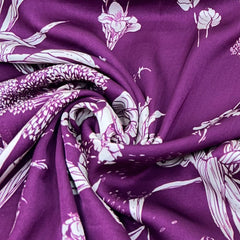 Wine Purple Floral Jal Modal Satin Print