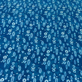 Teal Blue Floral Motifs Modal Satin Print