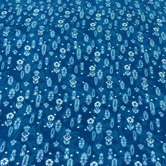 Teal Blue Floral Motifs Modal Satin Print