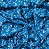 Teal Blue Floral Motifs Modal Satin Print