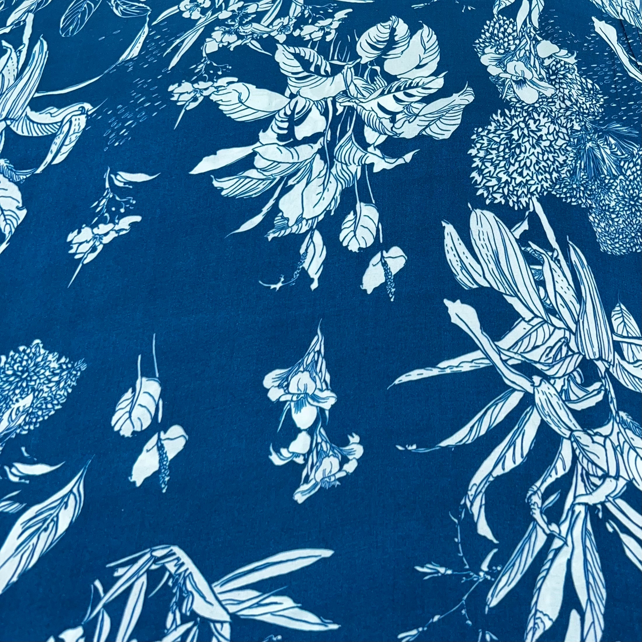 Teal Blue Floral Jal Modal Satin Print
