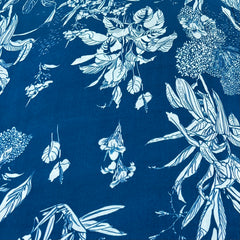 Teal Blue Floral Jal Modal Satin Print