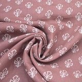 Light Coffee Brown Floral Pure Linen Print