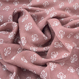 Light Coffee Brown Floral Pure Linen Print