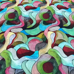 Green With Multicolour Geometric Rayon Satin print