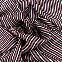 Nude Pink With Black Stripes Habutai Silk Print