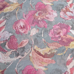 Grey Tropical Floral Crepe Print
