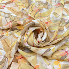 Yellow Abstract Floral Crepe Print