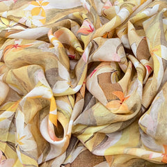 Yellow Abstract Floral Crepe Print