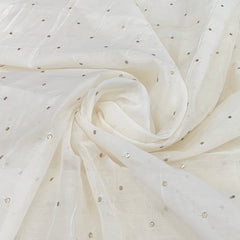 Off White All Over Thread & Mukaish Mul Chanderi Embroidery