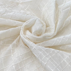 White Pintex Checks Mul Chanderi Embroidery