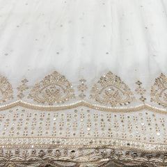 White Daman Mirrorwork and Cut Dana Georgette Embroidery