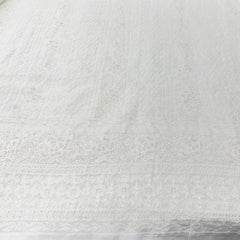 White Georgette Lucknowi Cut Dana Georgette Embroidery