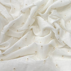 White Gauge Linen Flower Butta Thread Embroidery