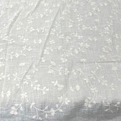 White Spring Flower Gauge Linen Sequins Thread Jal Embroidery
