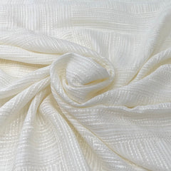 Off White Geometric Linen Thread Embroidery