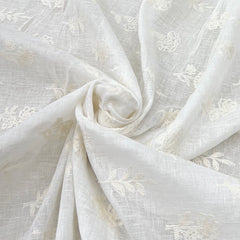 White Gauge Linen Flower Butta Thread Embroidery