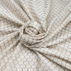 White Chanderi Geometric Zari Embroidery