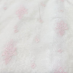 White With Pink Geometric Mul Chanderi Thread Embroidery