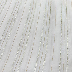 White Chanderi Stripes Gota Work Sequins Embroidery