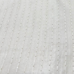 White Stripes Mul Chanderi Sequins Thread Embroidery
