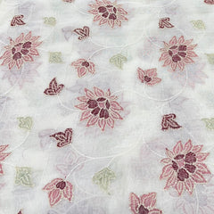 White Multicolor Mul Chanderi Sequins Thread Jal Embroidery