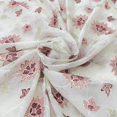 White Multicolor Mul Chanderi Sequins Thread Jal Embroidery