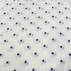 White Black Cotton Mirror Work Embroidery