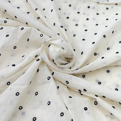 White Black Cotton Mirror Work Embroidery