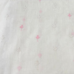 White Pink Flower Cotton Thread Embroidery