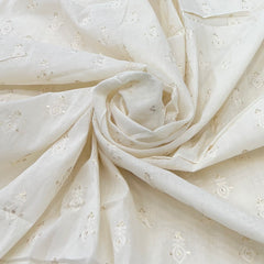 White Cotton Thread Sequins Butti Embroidery