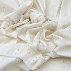 White Cotton Thread Sequins Butti Embroidery