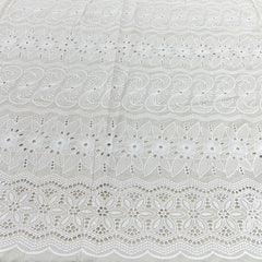 Off White Cotton Cut Work Daman Embroidery