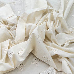 Off White Cotton Cut Work Border Embroidery