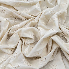 Off White Cotton Cut Work Butti Embroidery