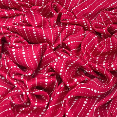 Blood Red Stripes Dotted Modal Satin Printed