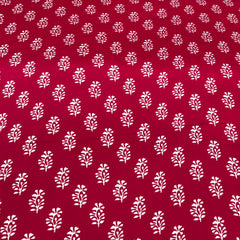 Blood Red Block Print Floral Modal Satin Printed