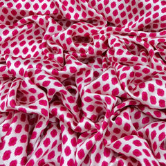 White Pink Dotted Modal Satin Printed
