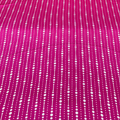 Fuchsia Pink Stripes Dotted Modal Satin Printed