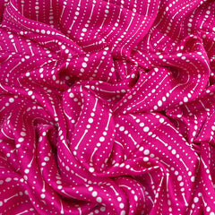 Fuchsia Pink Stripes Dotted Modal Satin Printed