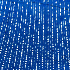 Electric Blue Stripes Dotted Modal Satin Printed
