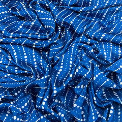 Electric Blue Stripes Dotted Modal Satin Printed