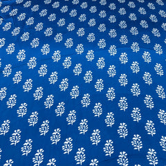 Electric Blue Block Floral Modal Satin Printed